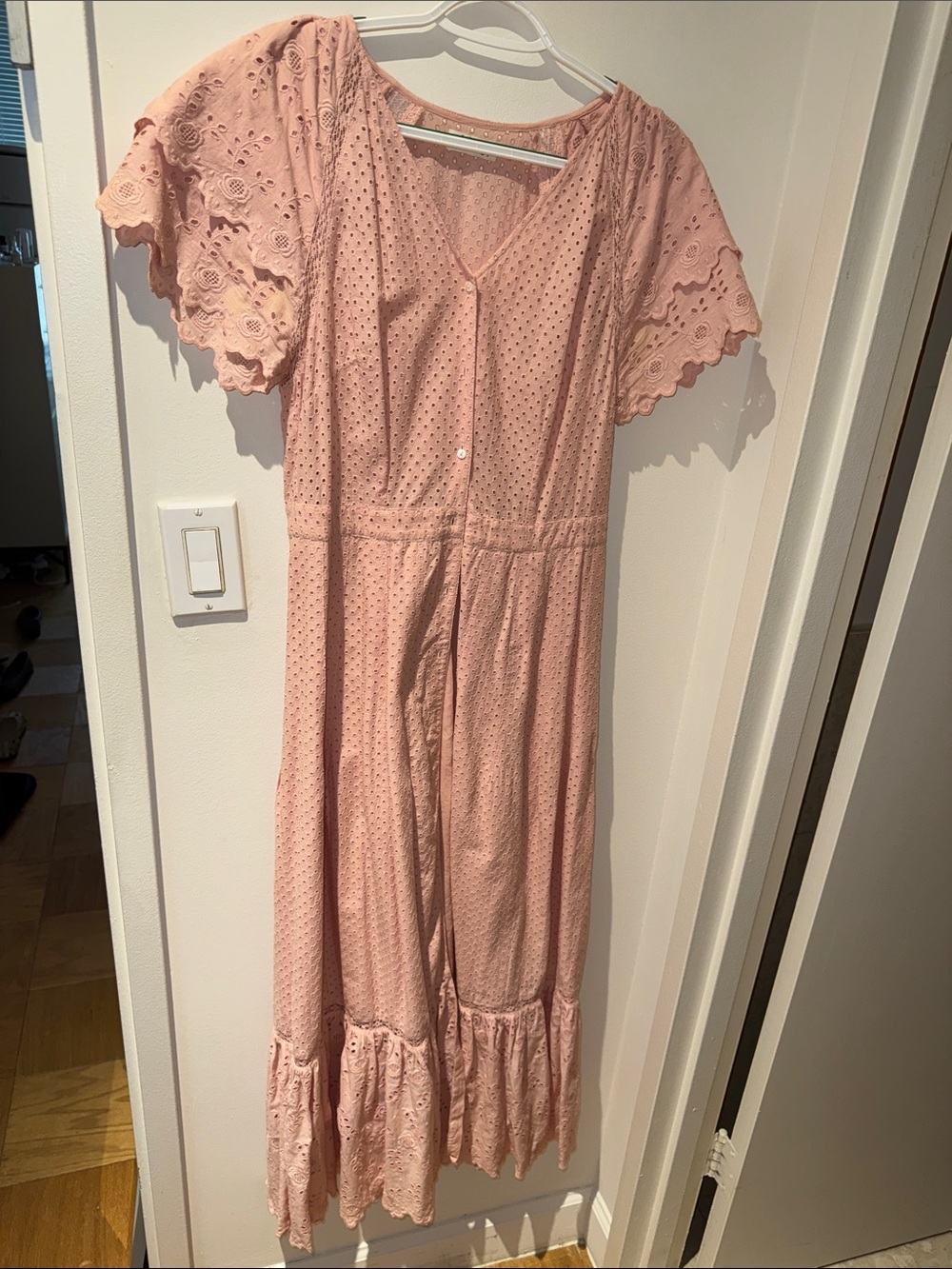 LoveShackFancy Pink Eyelet Maxi Dress